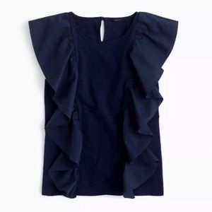 J.Crew Sleeveless Ruffle Top - Navy, XS (NWT)